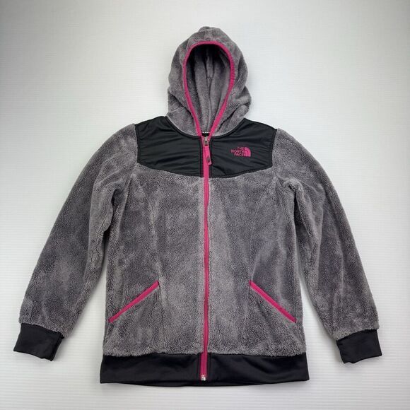 The North Face Oso Full Zip Fleece Hoodie Jacket Gray Pink Girls Large 14 / 16 - Picture 2 of 8